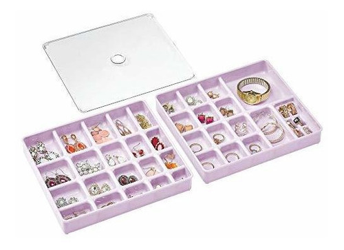 Joyero - Mdesign Stackable Plastic Storage Jewelry Box - 2 O