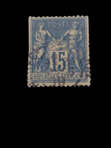  Timbre Postal Francia 15 Centavos Año 1878 Con Sello 