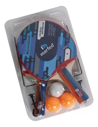 Set Ping Pong 2 Paletas + 3 Pelotas + Red Marca Marfed