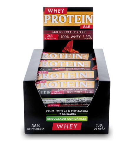 Caja 16 Barritas 100% Whey Revitta Protein Bar 45 Grs