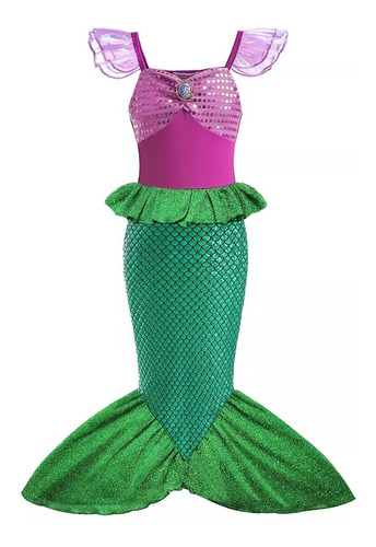 Disfraz Niñas La Sirenita Vestido Sirena C/prendedor Ariel 