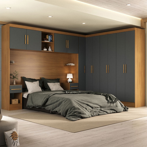 Guarda-roupa Casal Modulado Soberano 11 Portas Chumbo - Pm Cor Cinza