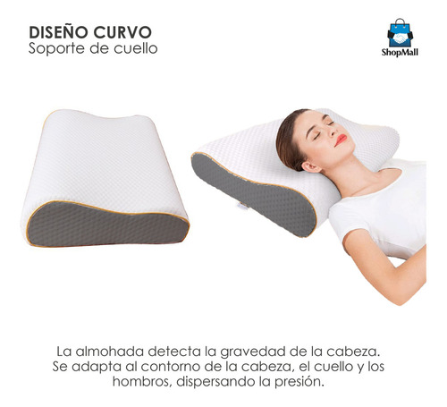Almohada Ortopédica Ergonómica Cervical Memory Foam Gel Color Blanco