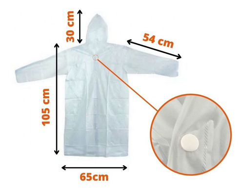 Imagem 2 de 6 de Capa De Chuva Incolor Com Capuz Unissex Pvc Transparente