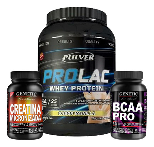 Prolac Proteía Bcaa Creatina Micronizada 100% Pura Genetic Sabor Vainilla