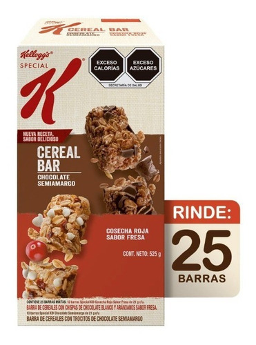 Barras De Cereal Special K Kellogg's Cosecha Roja De 25 Pzas