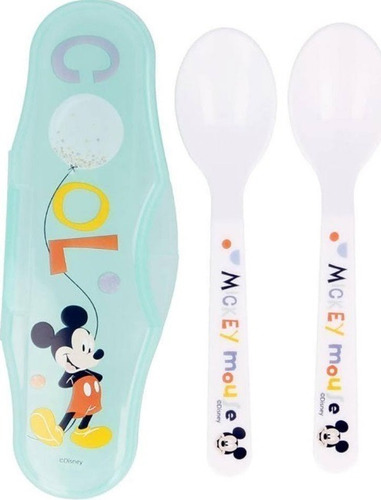 Imagen 2 de 3 de Set Cubiertos Bebe Portable Mickey - Unidad a $3089