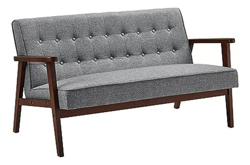 Sofá Loveseat  Mid-century 2 Plazas, Gris Paloma.