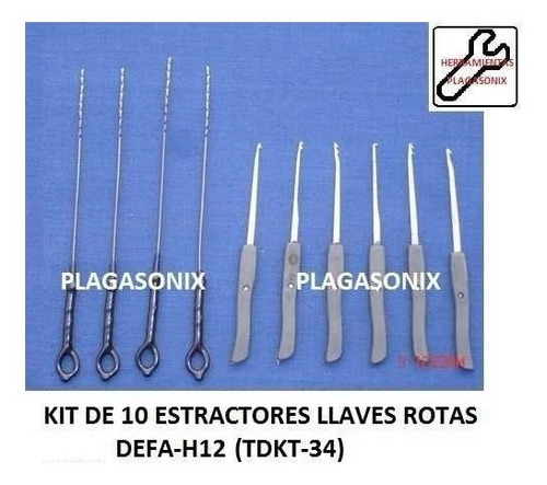 Imagen 6 de 10 de Ganzua Juego De 10 Estractores Para Llaves Rotas Plagasonix