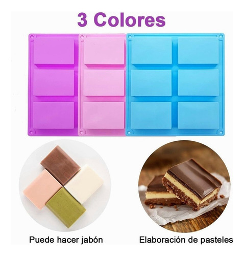 3 Molde Silicon Rectangulares 6 Cavidades Jabones,repostería