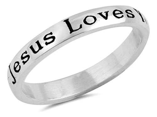 Jesus Loves You Christian Promise Faith - Anillo De Plata De