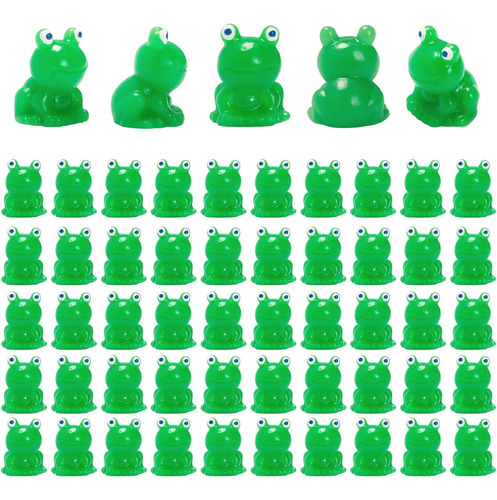 50 Piezas De Resina, Mini Ranas Verdes, Figuras En Miniatura