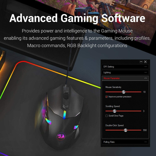 Mouse Gamer Redragon M601 Rgb 7200dpi Peso Ajustable 7 Boton