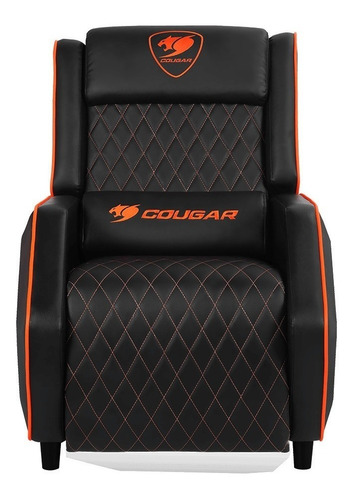 Silla de escritorio Cougar Ranger gamer ergonómica  negra y naranja con tapizado de cuero sintético