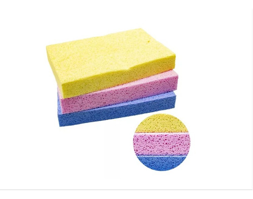 Esponjas Super Absorbentes Rosado, Azul, Amarillo 3 Piezas