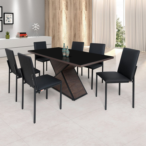 Conjunto De Mesa Tampo Bp 160cm E 6 Cadeiras Dubai Egito