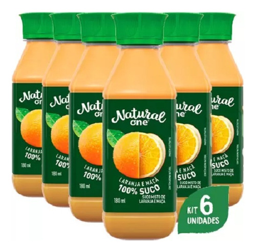 Pack Com 6 Suco Natural One Laranja E Maçã 180ml