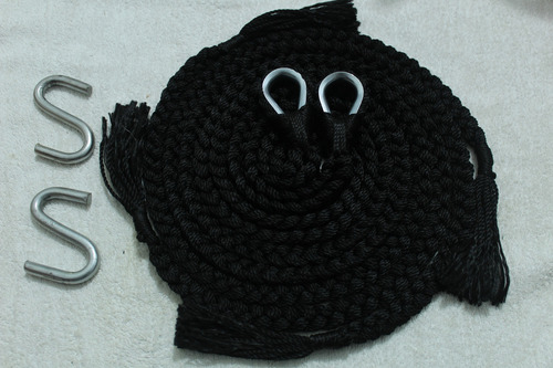 Soga Cuerda Para Hamaca Incluye Par De S Metalica Negra Color Negro Color