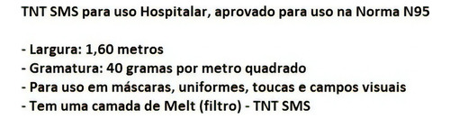 Tela no tejida Tnt Sms, 40 grs, 10 metros, hospital N95, color azul liso