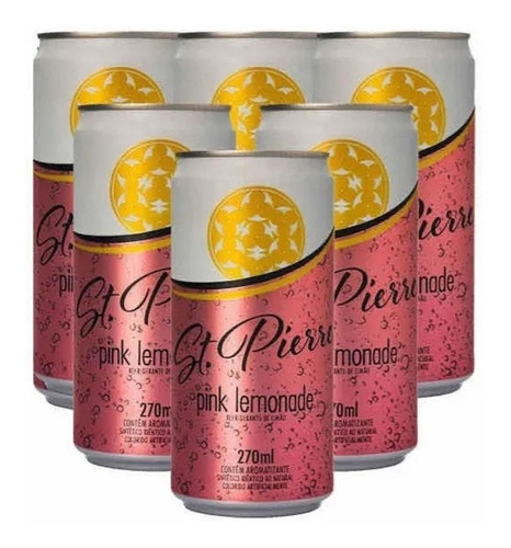 Pack 6 Un. Agua Tônica St Pierre Pink Lemonade Lata 270ml