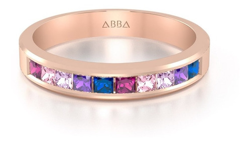 Churumbela Bisel Cuadro 5 Colores Oro 14k. Abba Joyas.