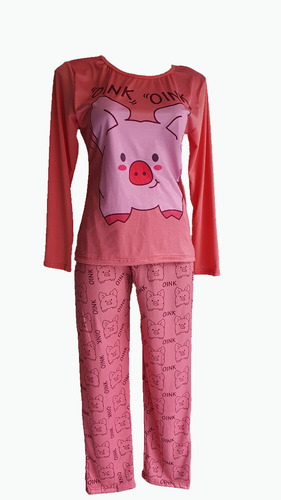 Imagen 2 de 2 de Pijama De Mujer Puerquito De Pantalon Y Blusa Manga Larga