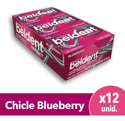 Beldent Infinit chicle sabor blueberry display de 12 unidades