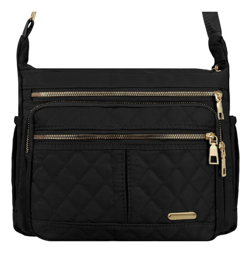 Bolsa Dama Crossbody Multiples Compartimentos Casual Zp-09 Color Negro Zp-1353