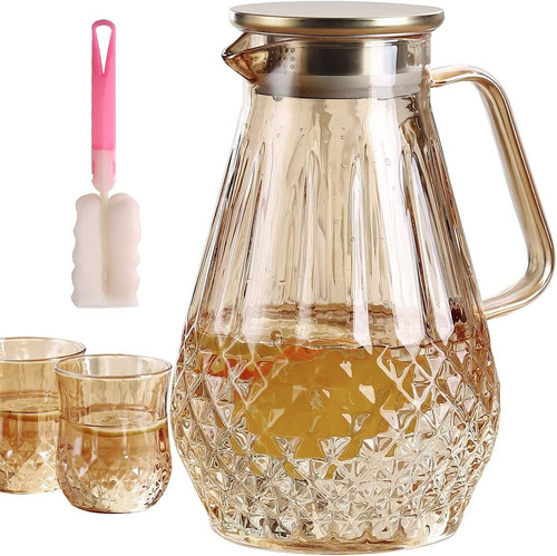 Woncrys Juego De Jarra De Vidrio Borosilicato Con Tapa Y ...