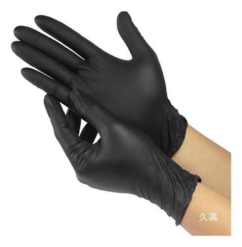 Guantes De Nitrilo Negros Dedos Texturizados (caja 100 Uds)