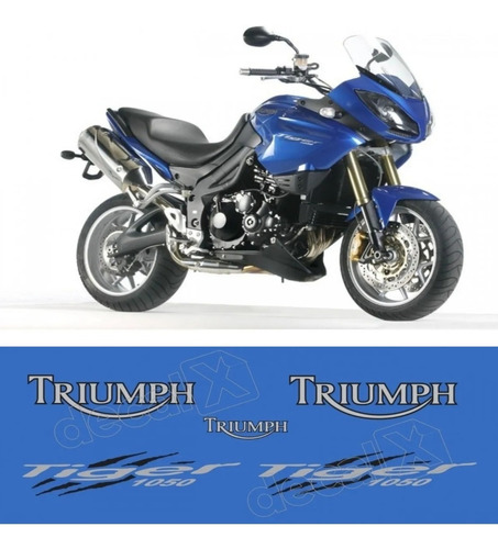 Kit Emblema Adesivo Compatível Tiger 1050 Azul Tpt1050004 Cor TRIUMPH TIGER 1050 AZUL