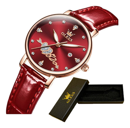 Reloj Olevs 5509 Con Calendario Luminoso De Diamantes