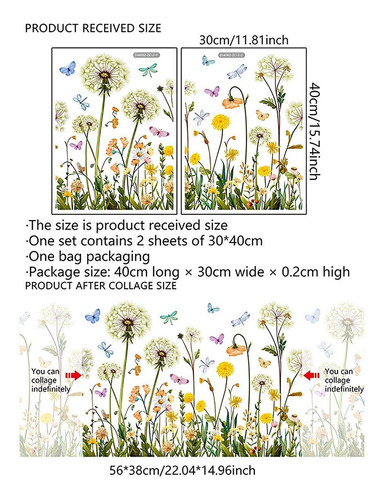 2 X 2x Garden Flowers Window Stickers Decorative Removable