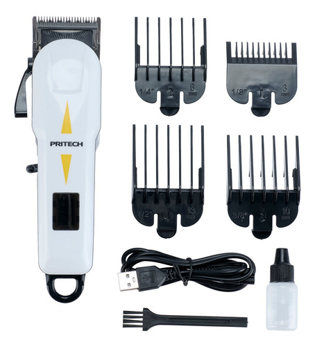 Máquina Cortar Cabelo Aparador Barba Pritech Sem Fio 4 Pente
