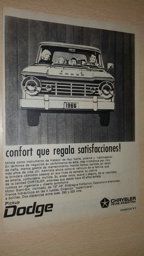 P452 Clipping Publicidad Camioneta Pickup Dodge Año 1966