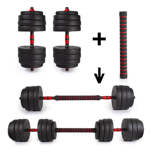 Kit De 16 Discos Y Barra Para Ejercicio Mancuernas Pesas 40k