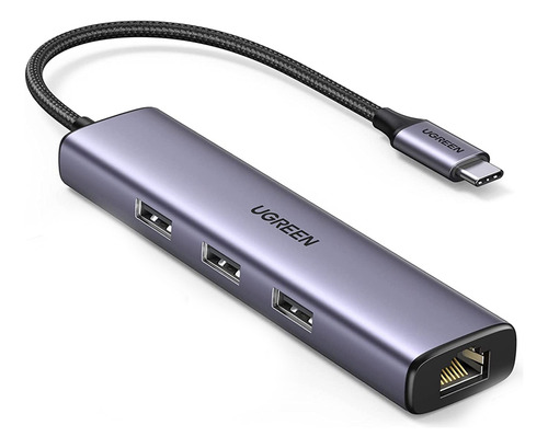 Adaptador 60600 Ugreen Ethernet Usb-c Com 3 Portas Usb 3.0