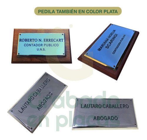 Imagen 3 de 6 de Placa Bronce Profesional, Doctor, Abogado, Contador 25x15 Cm