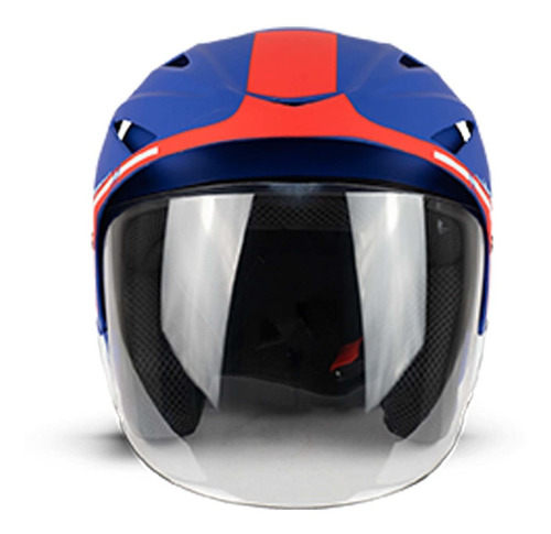 Casco Motocicleta Edge Falcon Semi Integral Azul/rojo Mate