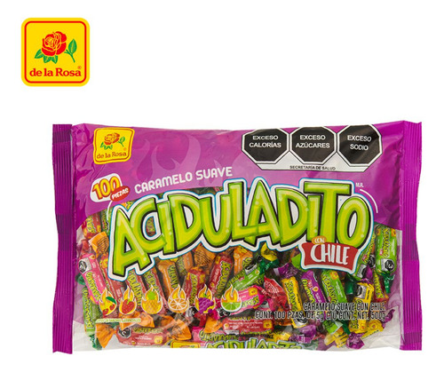 De La Rosa Caramelo Suave Aciduladitos Chile Bolsa Con 100pz