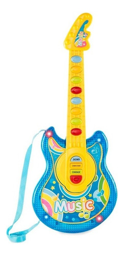 Guitarra Musical Juguete Luz Y Sonidos Colores T370840 Color Azul