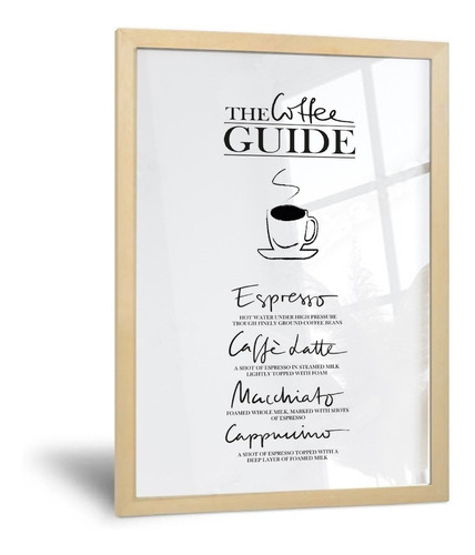 Cuadro Guia De Cafe - 30x42 Cm - Calidad Premium