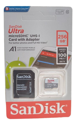 Cartão De Memória Sandisk Ultra 256gb 100mb/s Microsd
