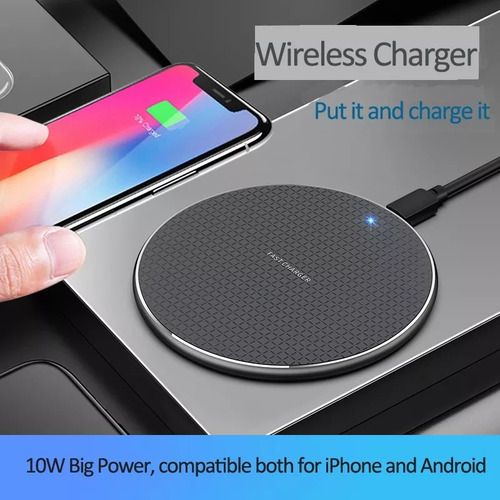Cargador Qi Inalámbrico 10w Compatible Celular Carga Rapida
