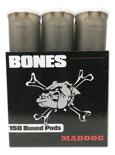 Maddog 150 Round Bones Paintball Pod - Humo - Paquete De 6 Humo.