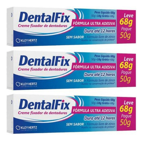 3 Dentalfix Fixador De Dentadura L 68g P 50g - Igual Corega