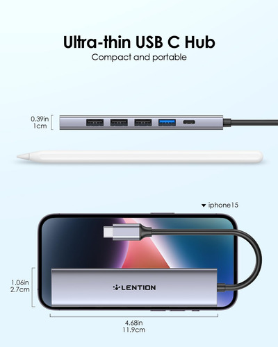 Lention Adaptador Multipuerto Usb C Hub Con Carga Pd De 100