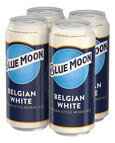 Cerveza Importada Blue Moon Belgian White Lata 473ml Pack X4