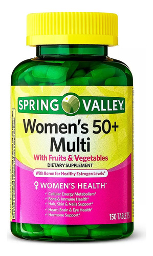 Spring Valley Women's Multi 50+ 150 Tabletas Sin Sabor