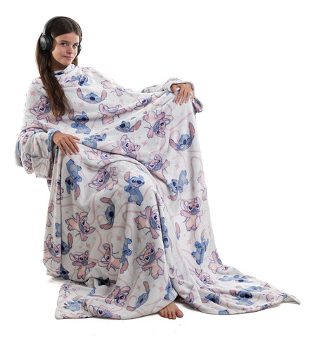 Manta Frazada Con Mangas Stitch Color Beige